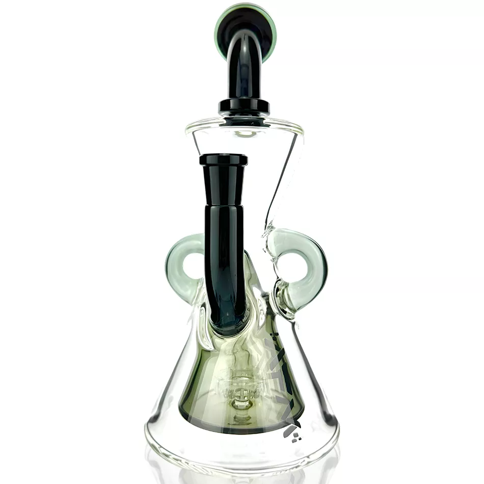 10″ AFM Glass Hour Glass Colored Recycler Dab Rig