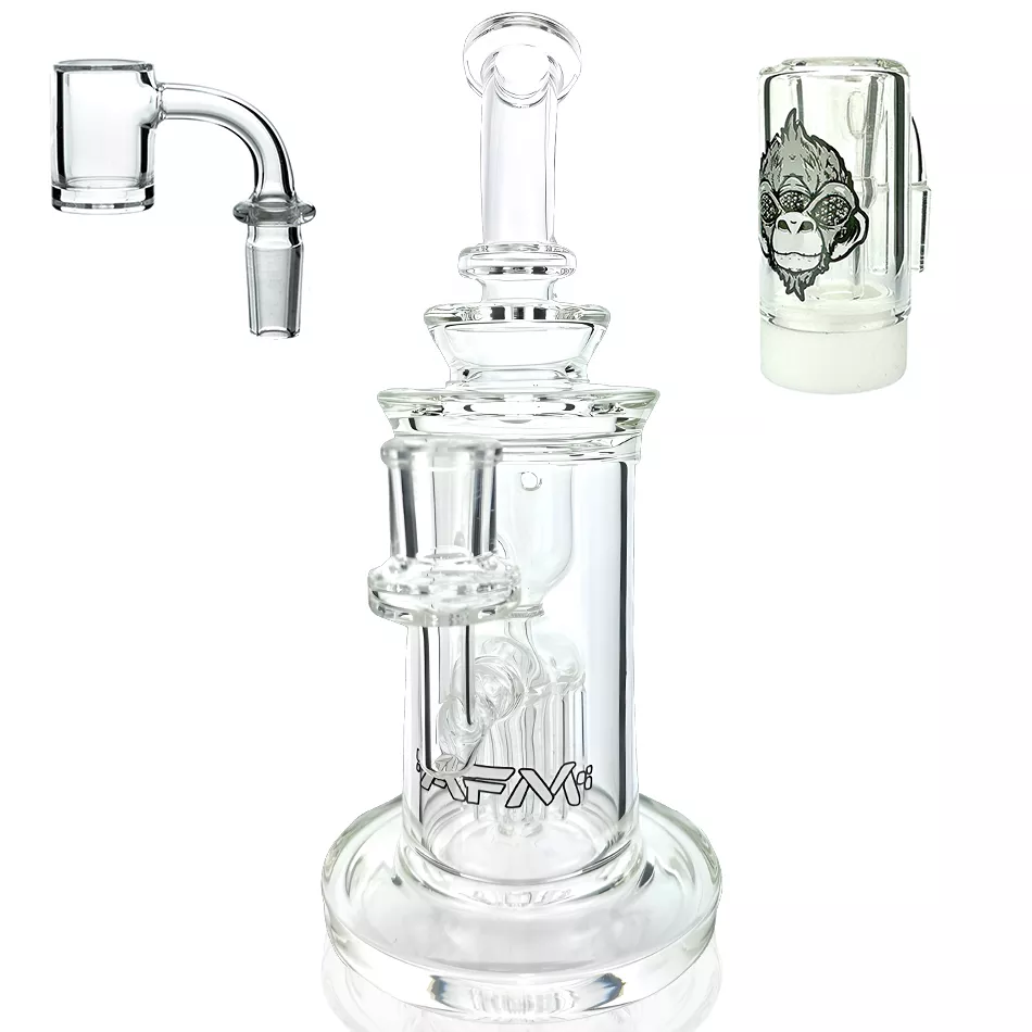 10″ AFM Glass Power Station Clear Glass Incycler Dab Rig + Quartz Banger Bundle