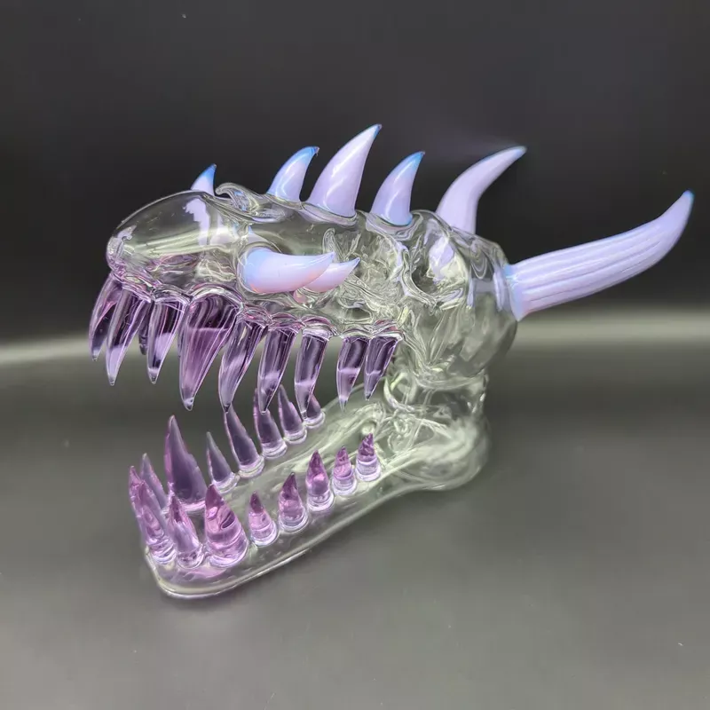 10 ” Dragon Skull Sculpture Rig – by EKA Glass