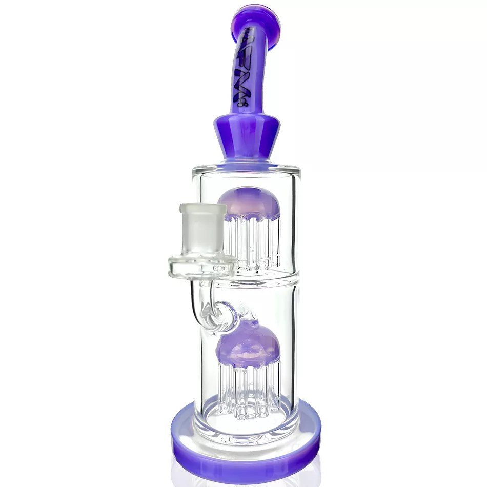 11″ AFM Glass Double Tower Tree Colored Glass Dab Rig
