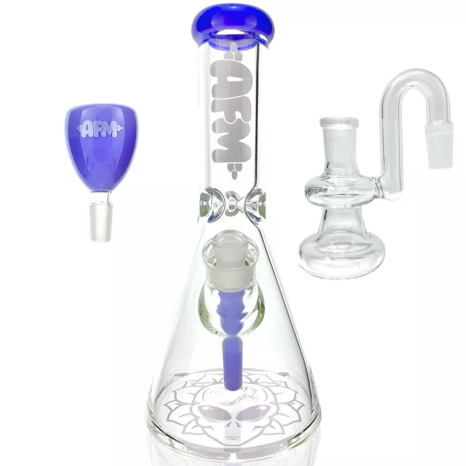 12″ AFM Chubbi Beaker Clear Colored Lip Beaker Bong + Dry Catcher Bundle
