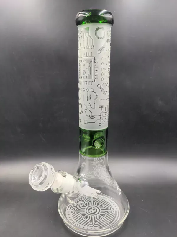 14 ” Green Beaker Frosted Engraved Bitcoin Monster