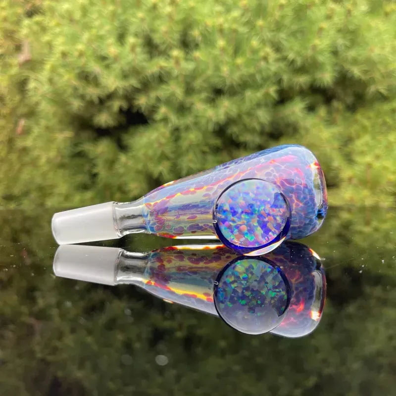 14 mm Tall Purple Nebula Pull Slide with Opal Coin Marble