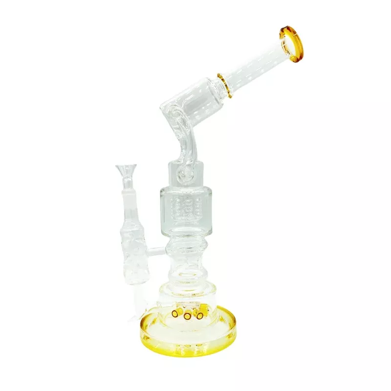 14″ Orange Accented Perc Recycler Showerhead Glass Water Pipe Wholesale