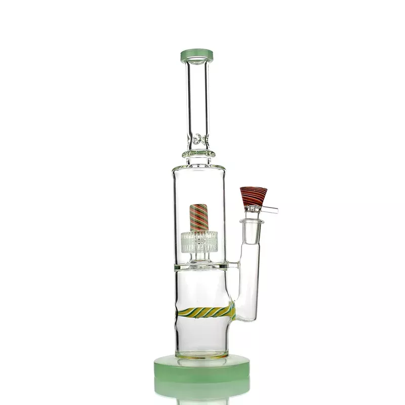 15 ” Water Pipe with Reversal Glass Sticker Art and L-Line Perc and Matrix Chamber, 18mm Male Bowl included