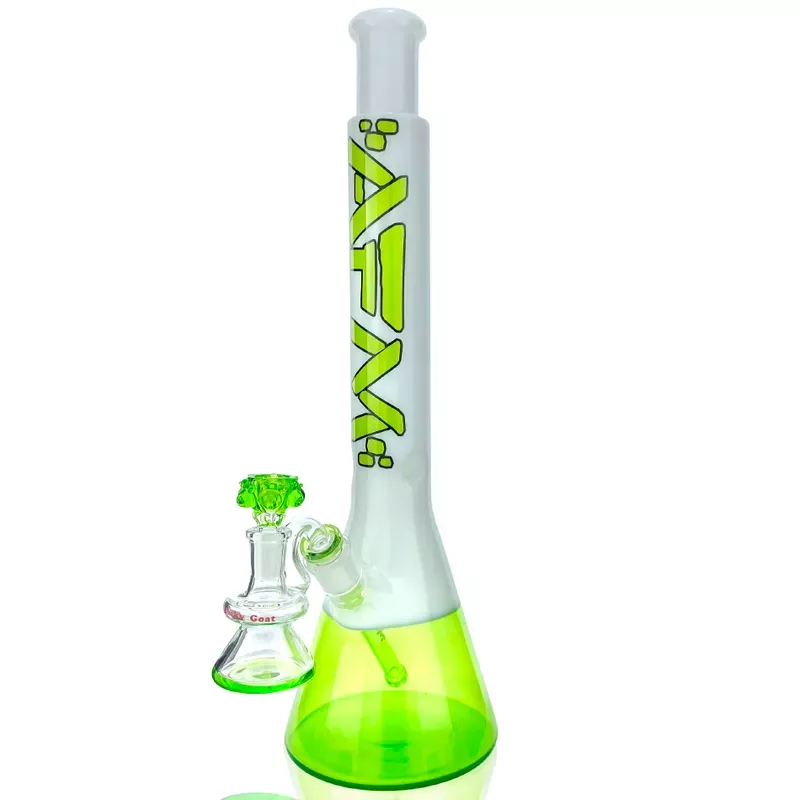 18″ AFM Glass Lime Quasar Glass Beaker Bong Bundle