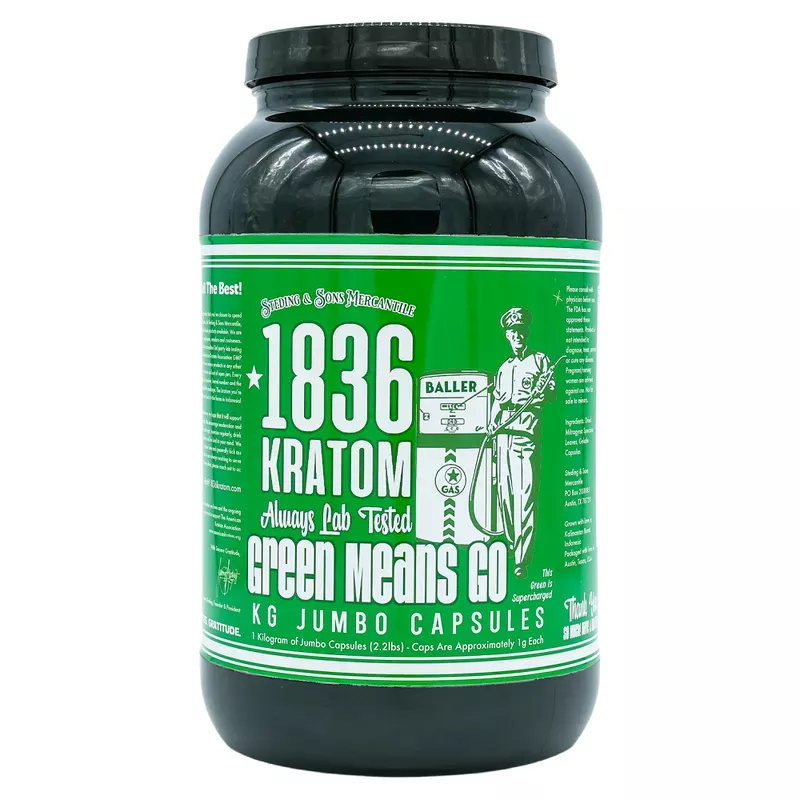 1836 Kratom Green Means Go – 1kg Capsules