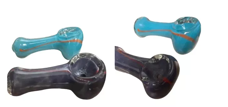 2.5” Small Striped Frit Design Glass Hand Pipe Color May Vary (1 Pc)