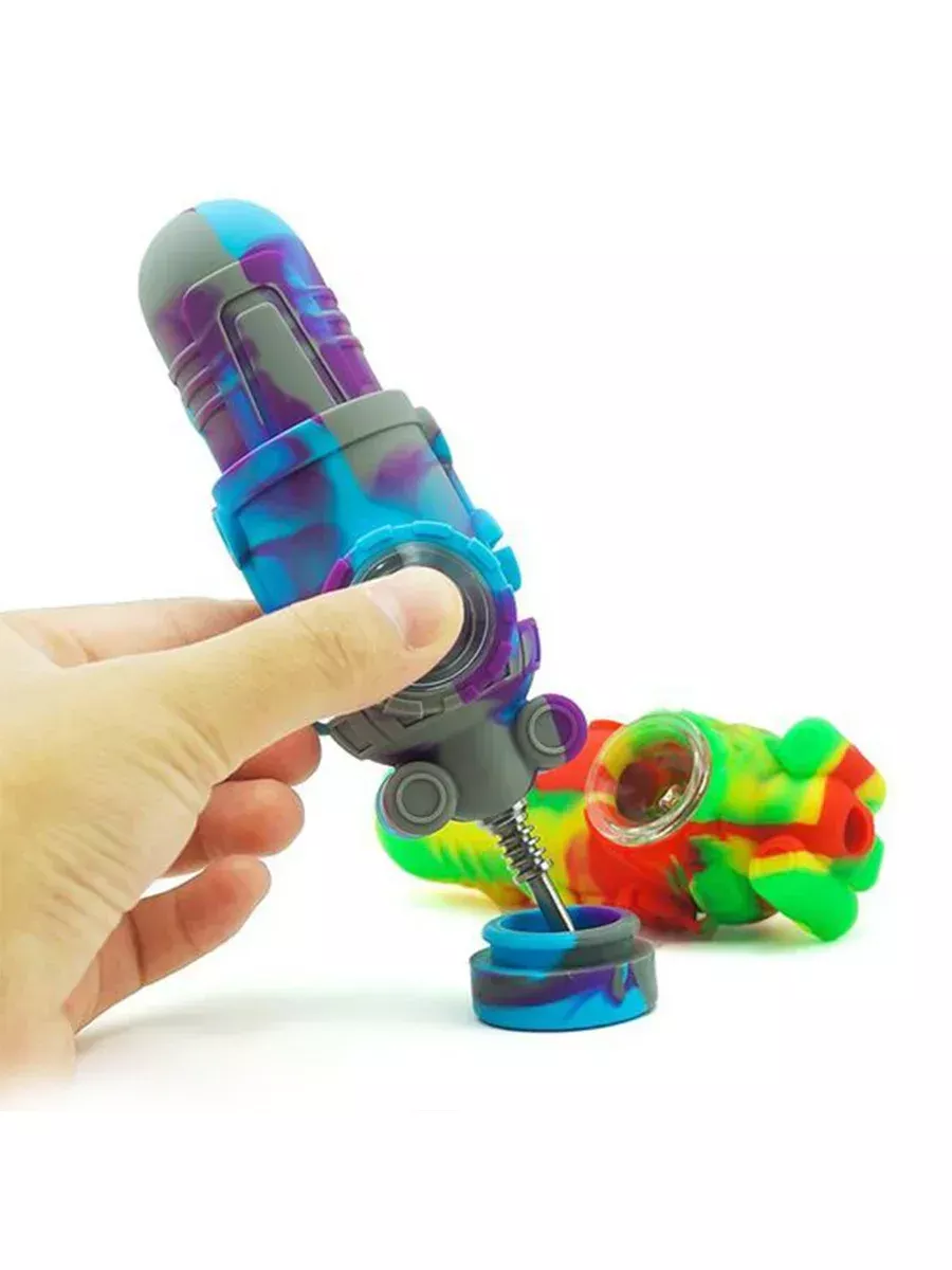 2-in-1 Robot Silicone Nectar Collector & Smoking Hand Pipe Kit