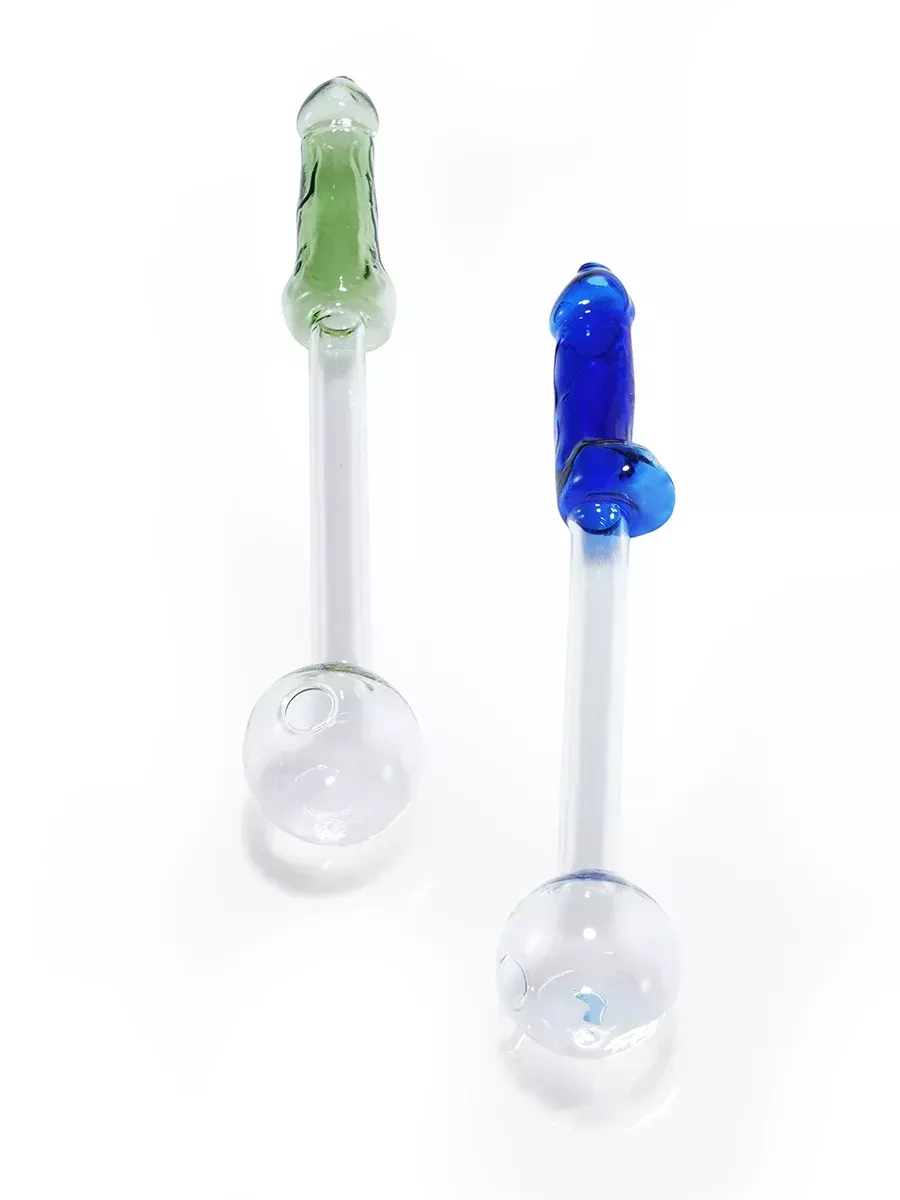 2PCS Colorful Penis Glass Hand Pipes