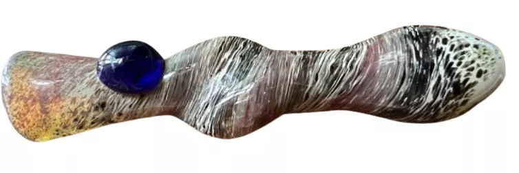 3.5″ Decorative Silver Fumed Frit Twisted Glass Chillum Hand Pipe
