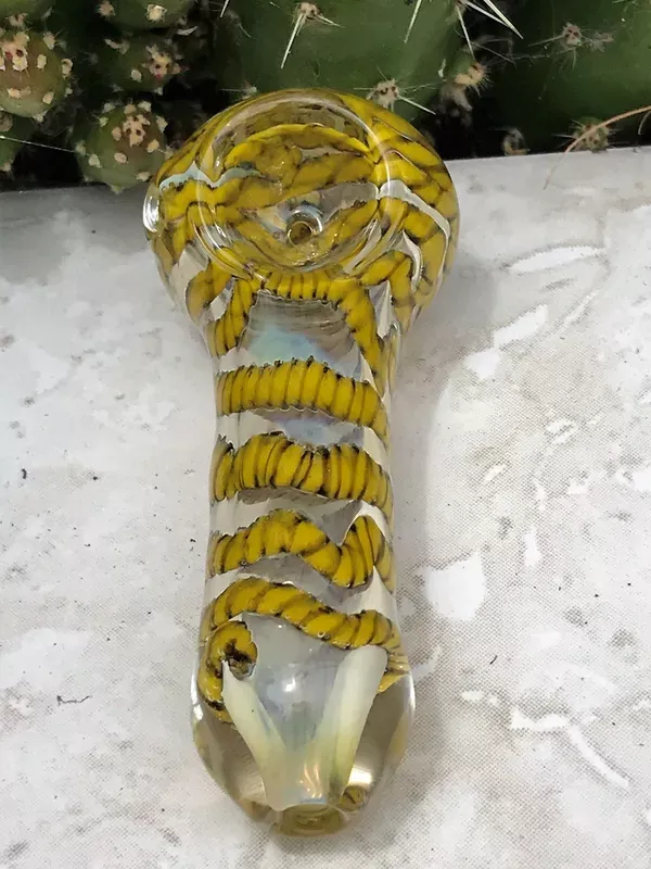 3.5 ” Handmade Fumed Glass Spoon Hand Pipe – Golden Rope
