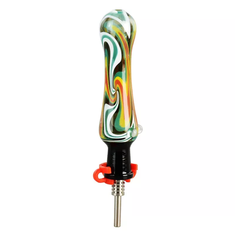 3.5 ” Wig Wag Glass Dab Straw with Titanium/Quartz Tip