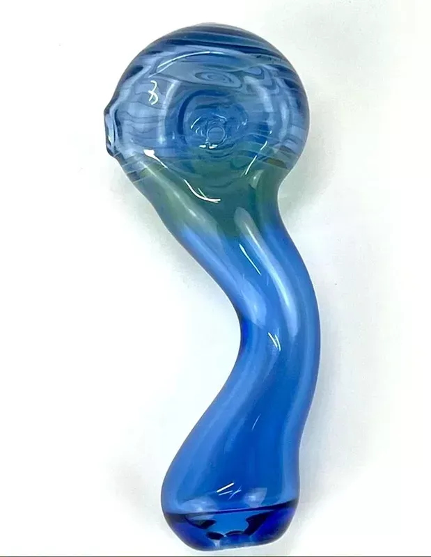 3 “Light Blue Silver Fume Wigle Glass Pipe