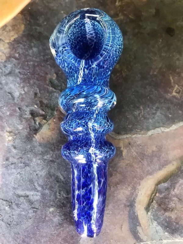 4.5 ” Best Thick Glass Handmade Hand Pipe Spoon Bowl in Multi Blu Swirl