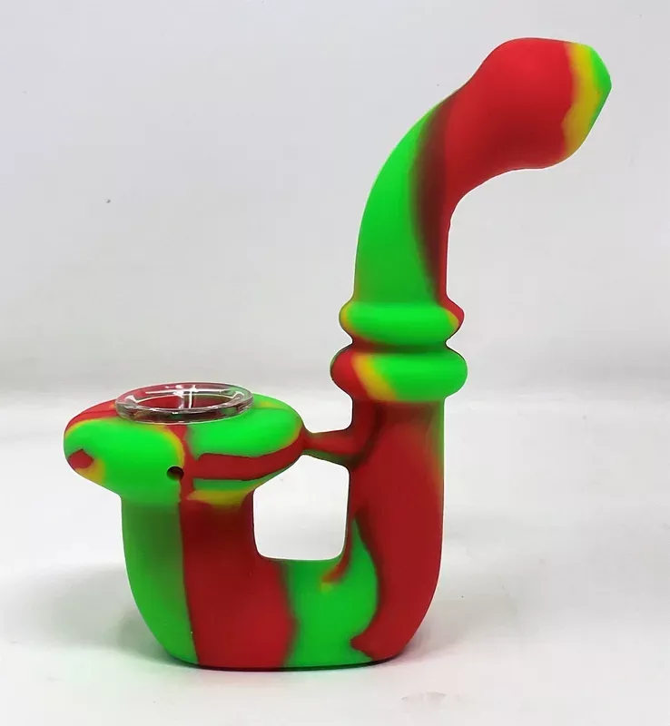 5 ” Silicone Sherlock Hand Pipe w/Thick Glass Bowl