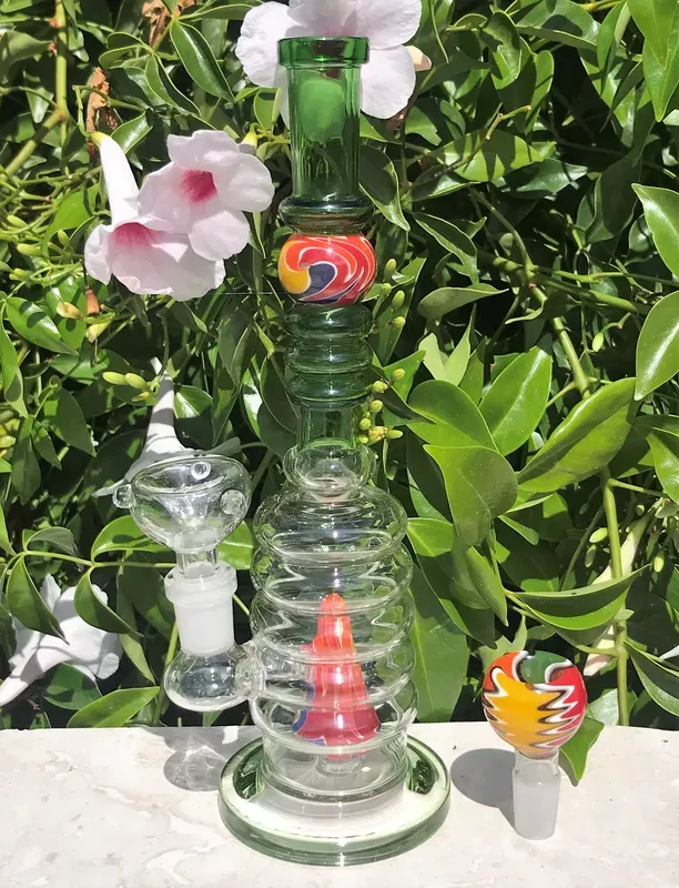 9.5 ” Tropical Colors Glass Water Bong w/Volcano & 2 – 14mm Bowl Pieces – All colors may vary