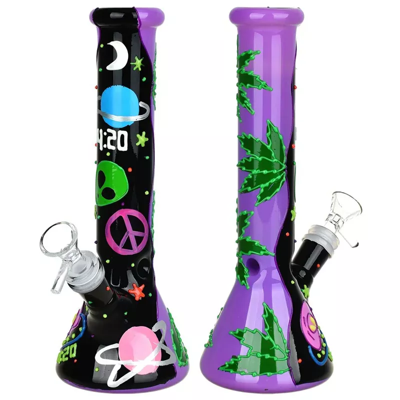 Beam Me Up420 Beaker Glow In The Dark Glass Water Pipe – 9.5 ” / 14mm F