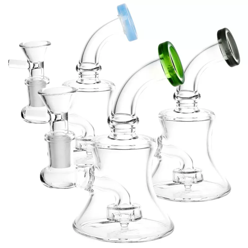 Bent Neck Bell Mini Water Pipe – 5 “/14mm F/Colors Vary
