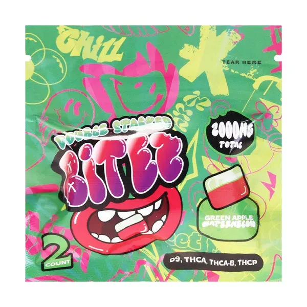 BITEZ DOUBLE STACKED D9 + THC-A + THCA-B + THC-P (2000MG / PACK) / (120,000MG / DISPLAY OF 60)