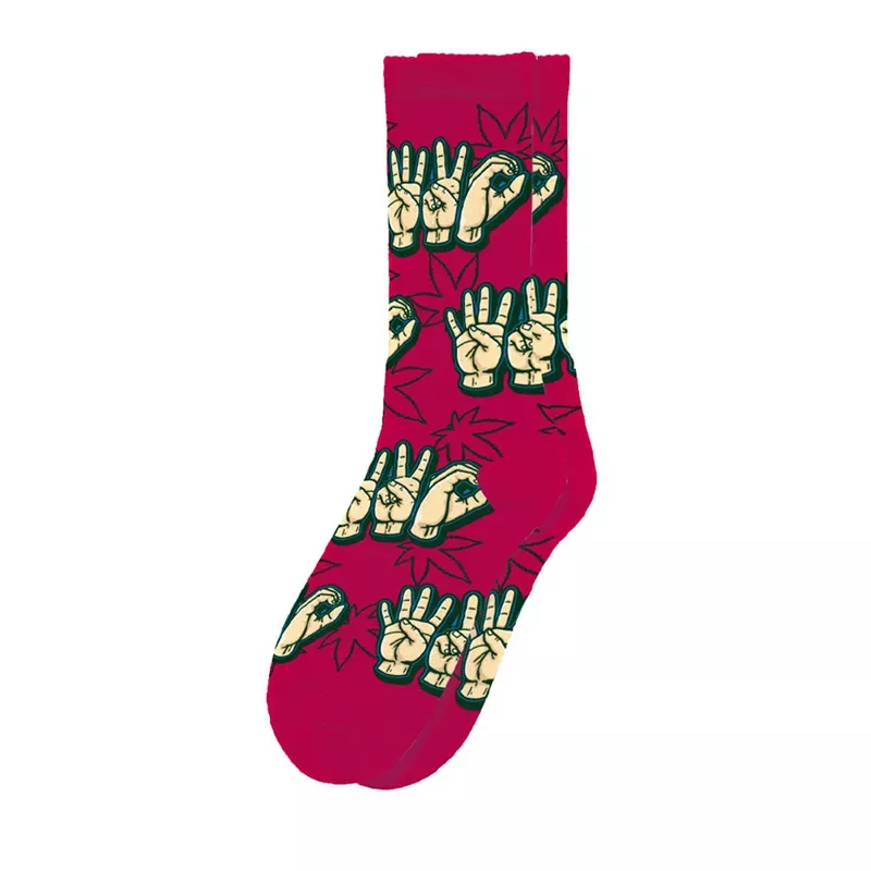 Blazing Buddies 6-Pack Crew Socks with 420 Hands Design – Comfy Cotton Blend