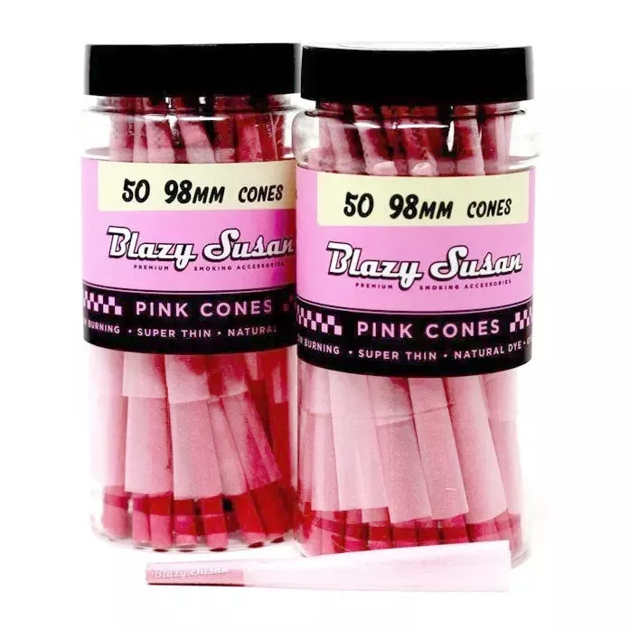 Blazy Susan – 98mm Pre Rolled Pink Cones – 50 Cones