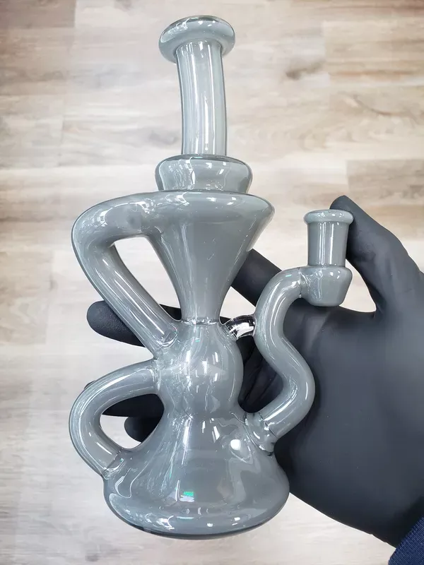 BLOB GLASS – Klein Recycler Rig w/ 10mm Female Joint – Ghosted Portland Grey