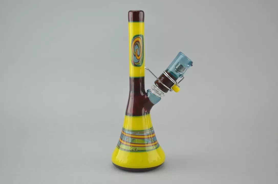 BLU SUN – Worked Mini Tube w/ Direct Inject 14mm 2-Hole Removable Diffy & Ti-Pod Dome – #3