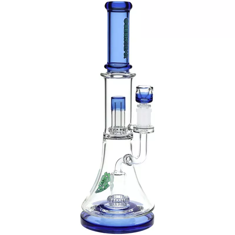 Bluesy XL Double Showerhead Perc Glass Bong – 13 “