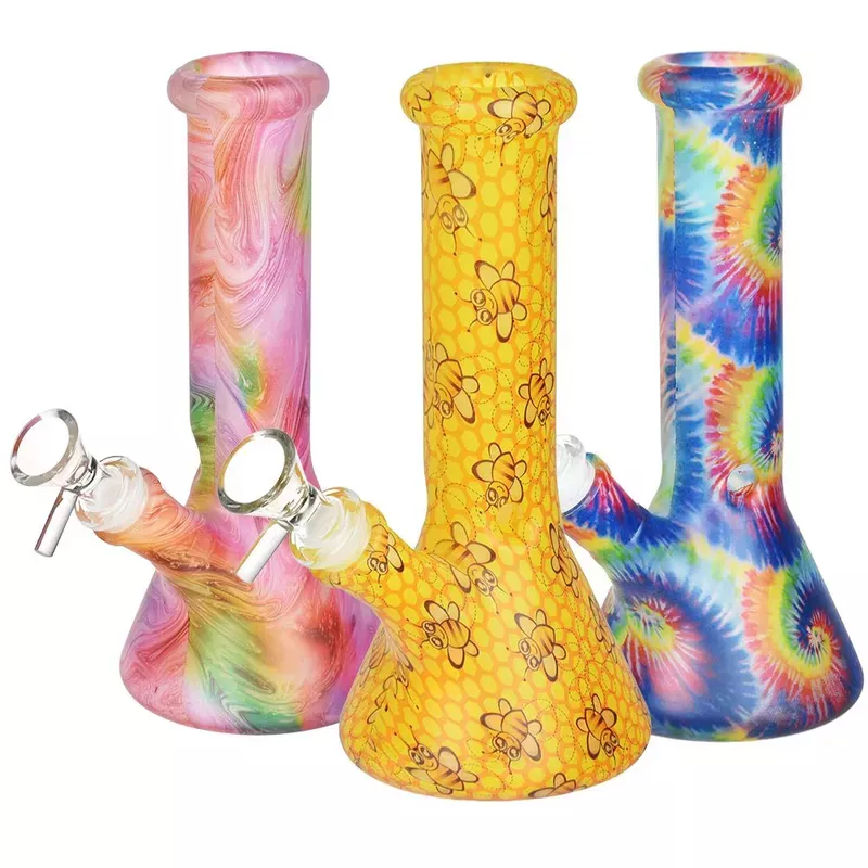 Bohemian Blend Glass Beaker Water Pipe | 8 ” | 14mm F | Designs Vary
