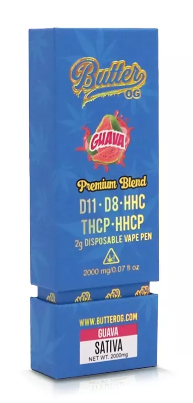 Butter OG Premium Blend D11, D8, HHC, THCP, HHCP 2g Disposable Vape – Guava (Sativa)