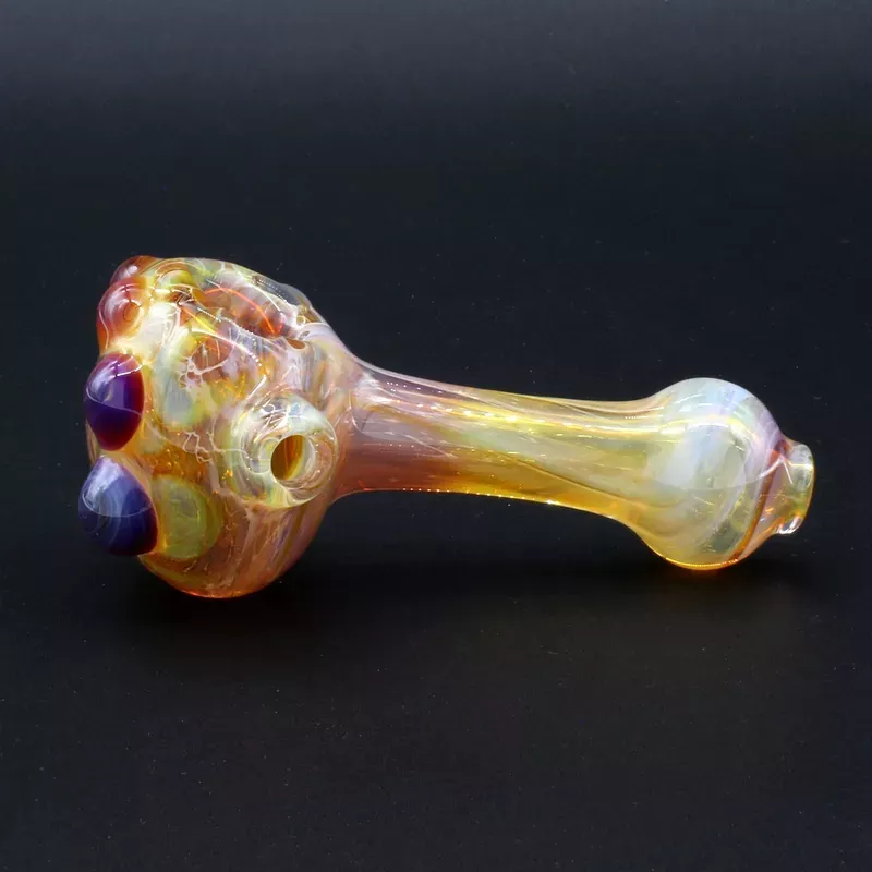 Clayball Glass “Amber Flame Nebula ” Heady Spoon Hand-Pipe