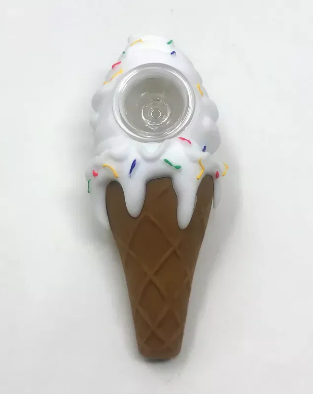 Collectible Silicone Detachable Unbreakable Ice Cream Cone 4.5 ” Hand Pipe Bowl
