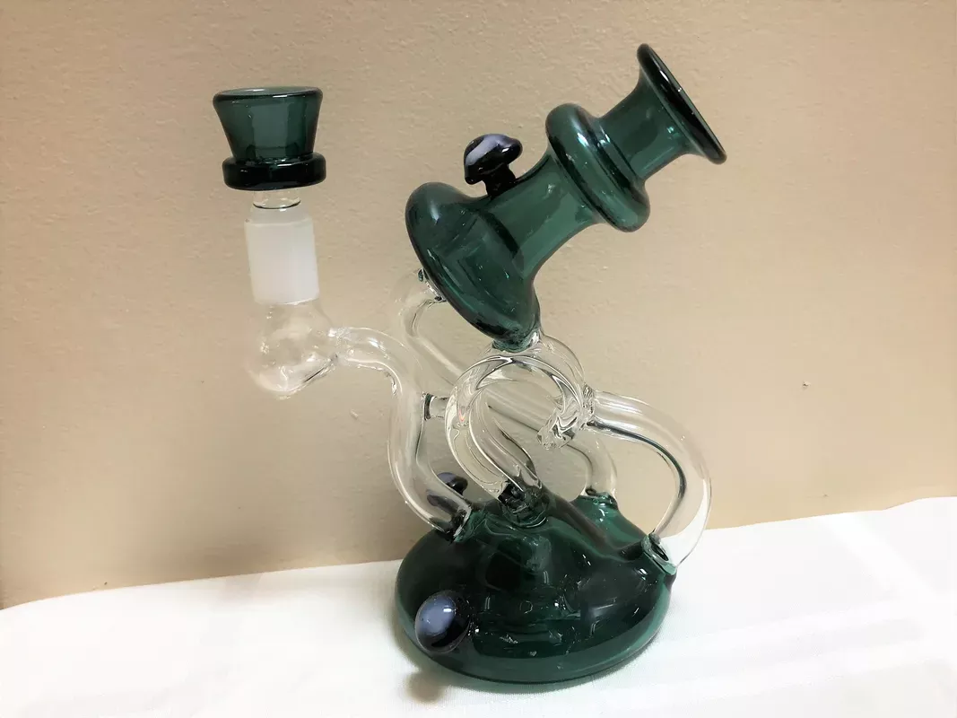 Collectible Unique Thick Glass 6 ” Rig Pipe 14mm Male Slide Bowl – Green Smoke