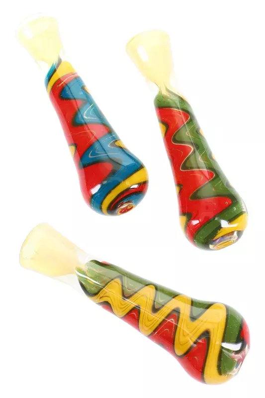 Color Changing Rasta Reverse Glass Chillum “Rasta Fade” – Assorted Colors