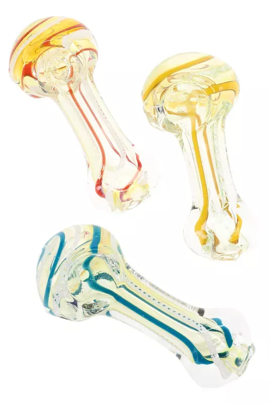 Color-Changing Striped Hand Pipe “Stripe Pop” – 3½″ – Assorted Colors