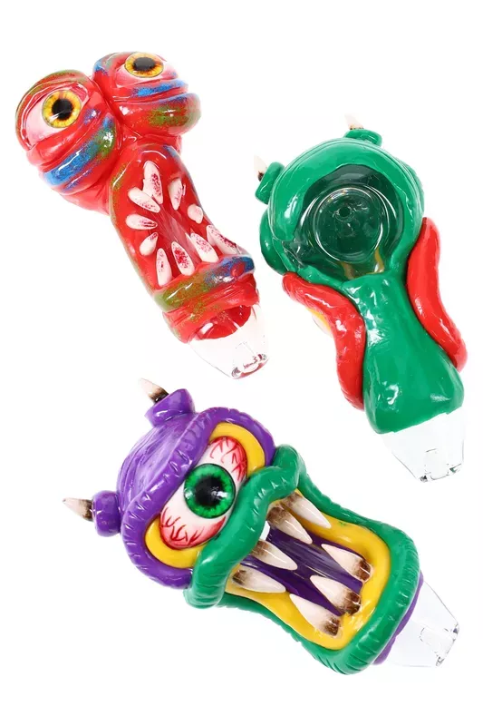 Colorful Monster Glass Spoon “Creepshow” – 4½″ – Assorted Colors