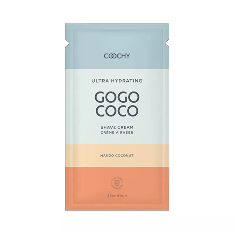 Coochy Ultra Hydrating Shave Cream Mango Coconut .35 fl oz./10 ml Foil 24-Piece Bulk Bag