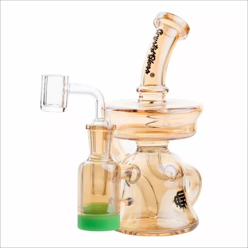CRYSTAL GLASS 6.2” UFO IRIDECENT TRANSLUCENT RECYCLER DAB RIG C6277