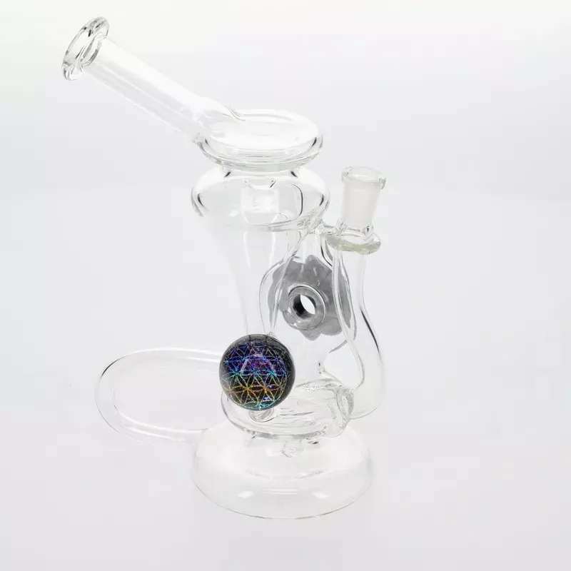 Dekal Glass Recycler with Dot Stack Donut and Dichro Marble SALE