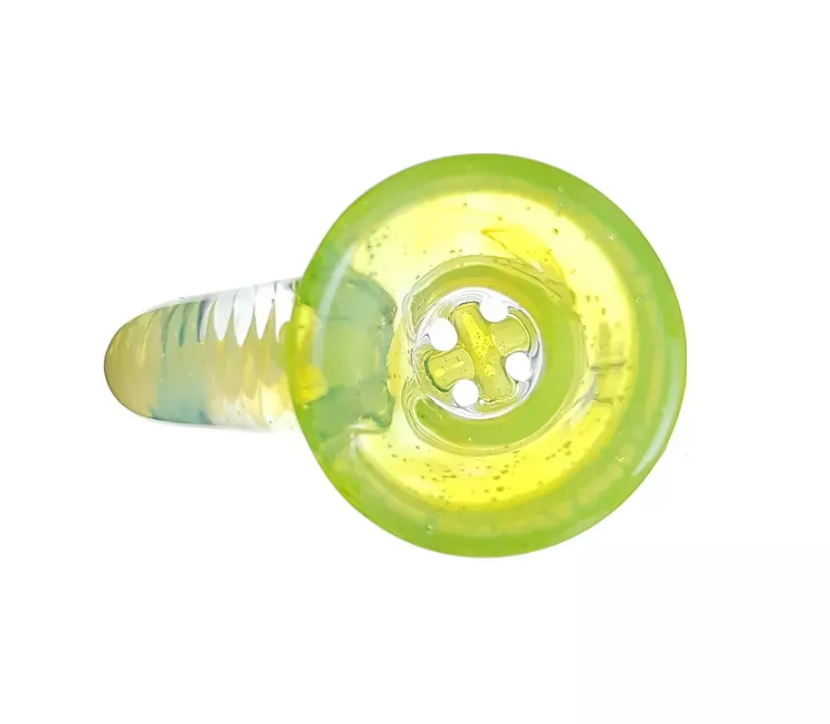 DESIGNER SCI – 4-hole Martini Bowl Slide w/ Horn Handle – 18mm (Slyme)