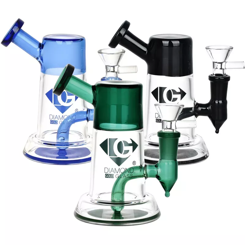 Diamond Glass Diamond Stem Mini Water Pipe – 5.25 ” / 14mm F