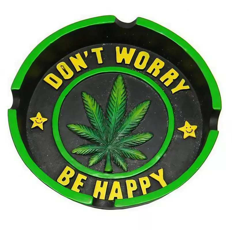 Don’t Worry Be Happy Leaf Round Ashtray | 4.25 “