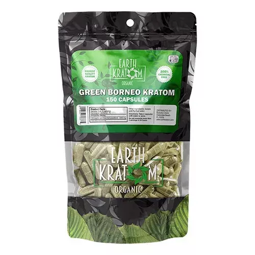 Earth Kratom Green Borneo – 150 Capsules