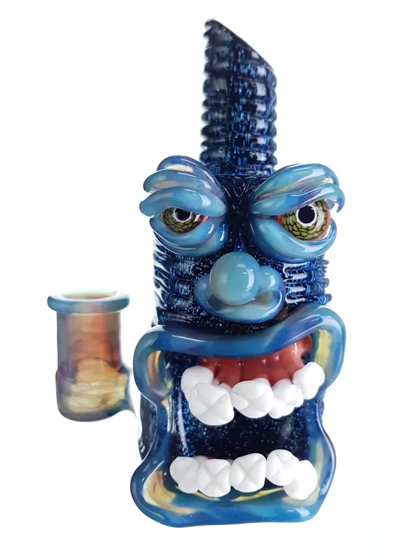 FROSTYS FRESH GLASS – Full Face Dab Rig w/ 14mm Female Joint & Dichro – Blue