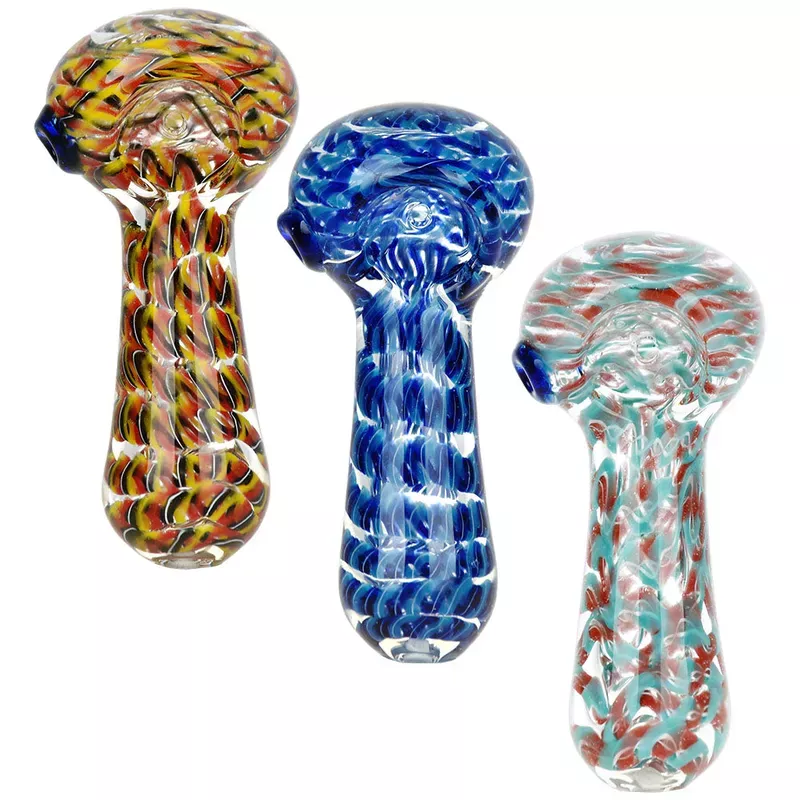 Glass City Pipes 10PC Tri-Color Twist Spoon Pipe Bundle 3.75 ” Assorted