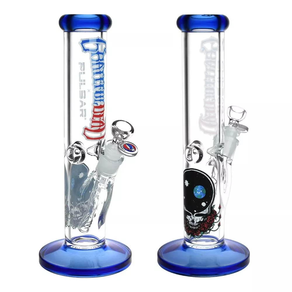 Grateful Dead x Pulsar Space Your Face Straight Tube Glass Water Pipe – 11.75″ / 14mm F