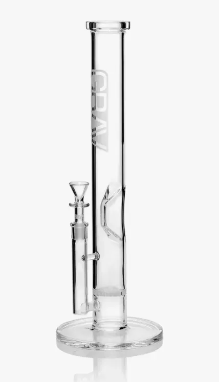 GRAV LARGE CLEAR STRAIGHT BASE WATER PIPE W/DISC
