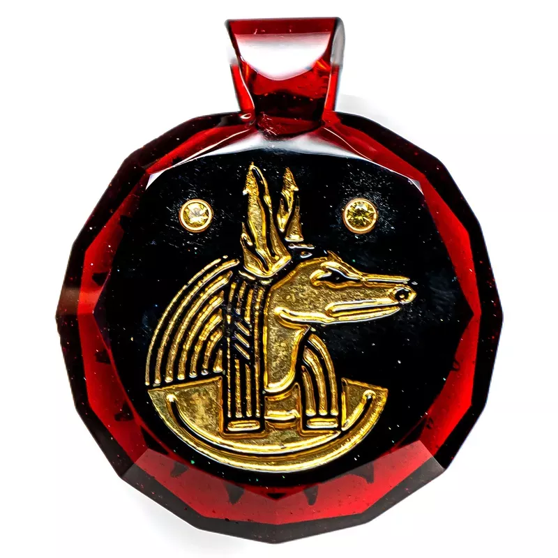Green T Glass – Faceted Pendant – Anubis – Pomegranate