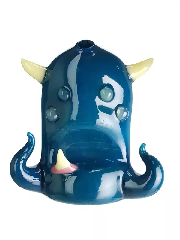 GRIME GLASS – Baby Alien Dab Rig w/ 10mm Female Joint – Aqua / Sunset Slyme (CFL)